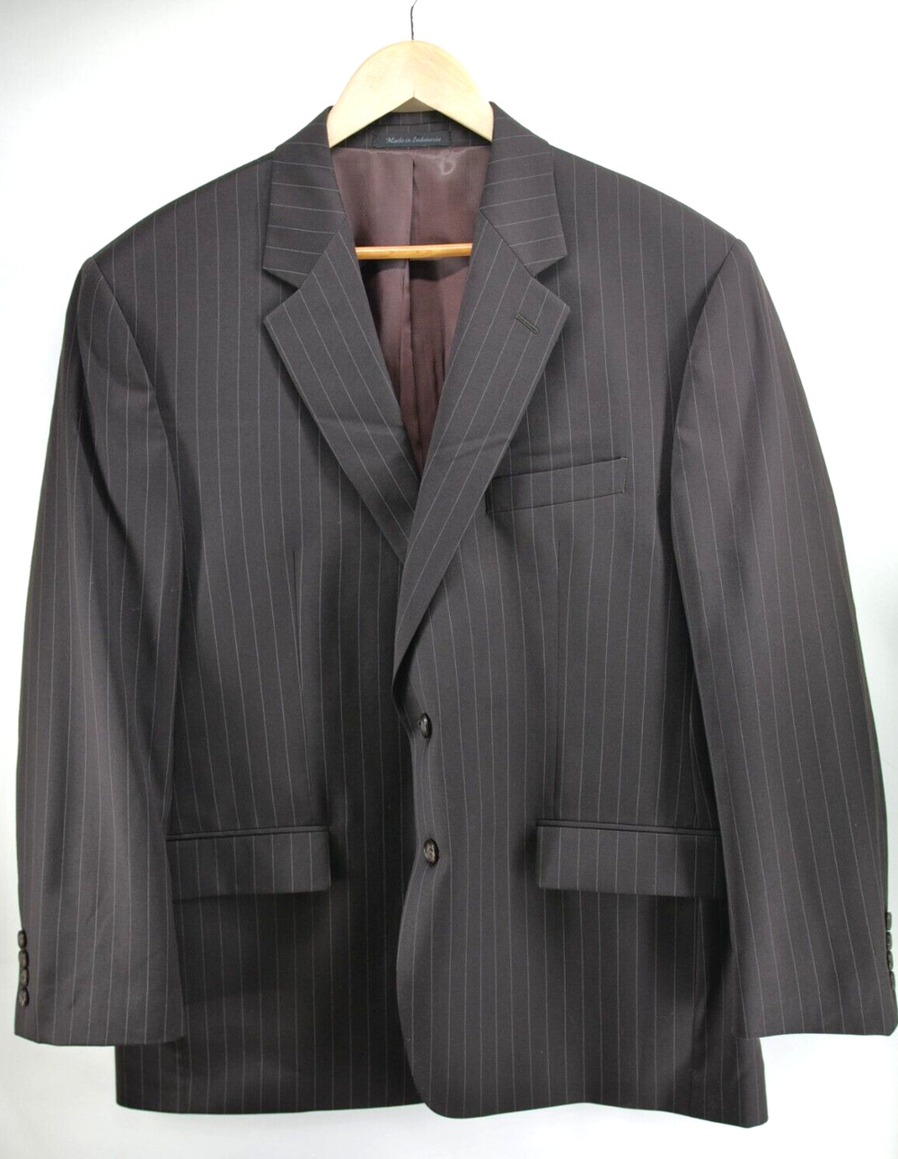 44R pinstriped LAUREN RALPH LAUREN suit jacket 100% WOOL SPORT COAT BROWN